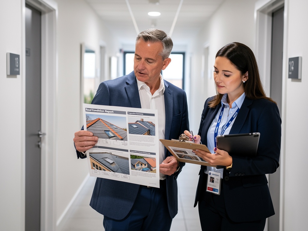 UK landlord reviewing roof condition report for buy-to-let rental property – Roof Surveyor London
